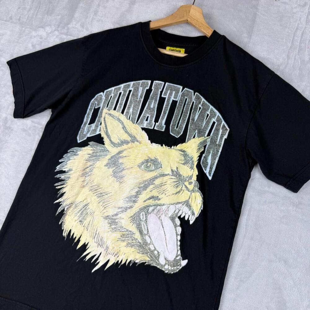 Chinatown Market Graphic T-Shirt Black Dog Print Streetwear Size M Hippop Drill